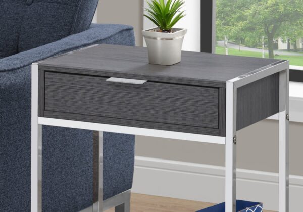 Accent Side Table, Storage Drawer, Modern - Dark Gray