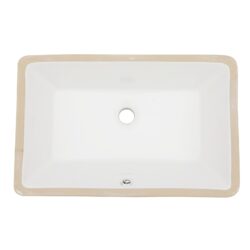Modern Rectangular Undermount Bathroom Sink With Overflow - White