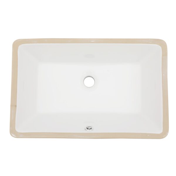 Modern Rectangular Undermount Bathroom Sink With Overflow - White