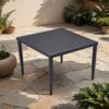 Outdoor Patio Square Dining Table With Tapered Feet & Umbrella Hole - Ember Black - Image 2