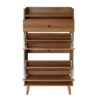 Allen - Rattan 2 Door 1 Drawer Cabinet Shoe Rack For Entrance, Double Layer - Walnut - Image 13