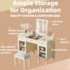 Multi Functional 2 In 1 Vanity Desk With Flip Top Mirror Material - White Oak - Image 15