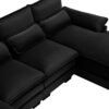 Modern U-Shaped Sectional Sofa With Waist Pillows, 6 Seat Upholstered Symmetrical Sofa Furniture, Sleeper Sofa Couch With Chaise Lounge - Black - Image 7