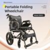 Lightweight Foldable Transport Wheelchair Square Tube Design Double Brakes Adjustable Seat & Armrest Breathable Cushion Anti Backflip 250Lbs Capacity 15" Tires - Black / Gray - Image 4
