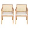 Chandigarh - Farmhouse Style Cane Upholstered Dining Chairs (Set of 2) - Natural / Beige - Image 4
