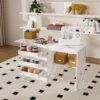 4 In 1 Folding Sewing Table With Lockable Wheels, Multi Functional Craft Station - White - Image 5