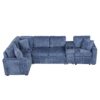 L Shaped Convertible Sofa Bed With Pull Out Bed, Cup Holders, And Storage Space - Blue - Image 12