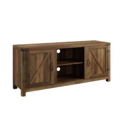 Farmhouse Barn Door TV Stand For TVs Up To 65" - Rustic Oak