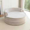 Modern Oversized Round Barrel Accent Chair With Ottoman - Velvet Upholstered Lounge Armchair With 5 Pillows For Living Room Or Bedroom - Gray - Image 9