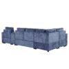 L Shaped Convertible Sofa Bed With Pull Out Bed, Cup Holders, And Storage Space - Blue - Image 22