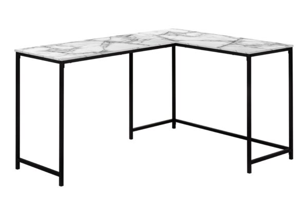 Computer Desk, Home Office, Corner, L Shape, Laptop, Contemporary And Modern - White Marble
