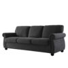 Soft Sofa, Upholstered 3 Seater Couch With High Density Foam, Loose Back Cushions And Turned Legs - Black - Image 10