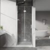 Frameless Bi Fold Pivot Shower Doors, Clear Tempered Glass, Reversible - Chrome - Image 2