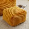 Giant Plush Bean Bag Chair With Armrests And Footstool For Adults - Yellow - Image 6