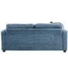Corduroy Sleeper Sofa Loveseat Sofa With Full Size Mattress, 2 USB Ports, 2 Cup Holders, 2 Side Pockets And A Phone Holder For Living Room - Navy Blue - Image 18