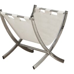 Magazine Rack Standing Organizer Storage Leather Look - White