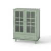 Buffet Cabinet With Double Glass Doors And Drawer, Storage Sideboard Cupboard - Green - Image 17