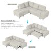 Versatile L Shaped Sofa Bed With Storage, Cup Holders, USB Ports Chenille - Beige - Image 5