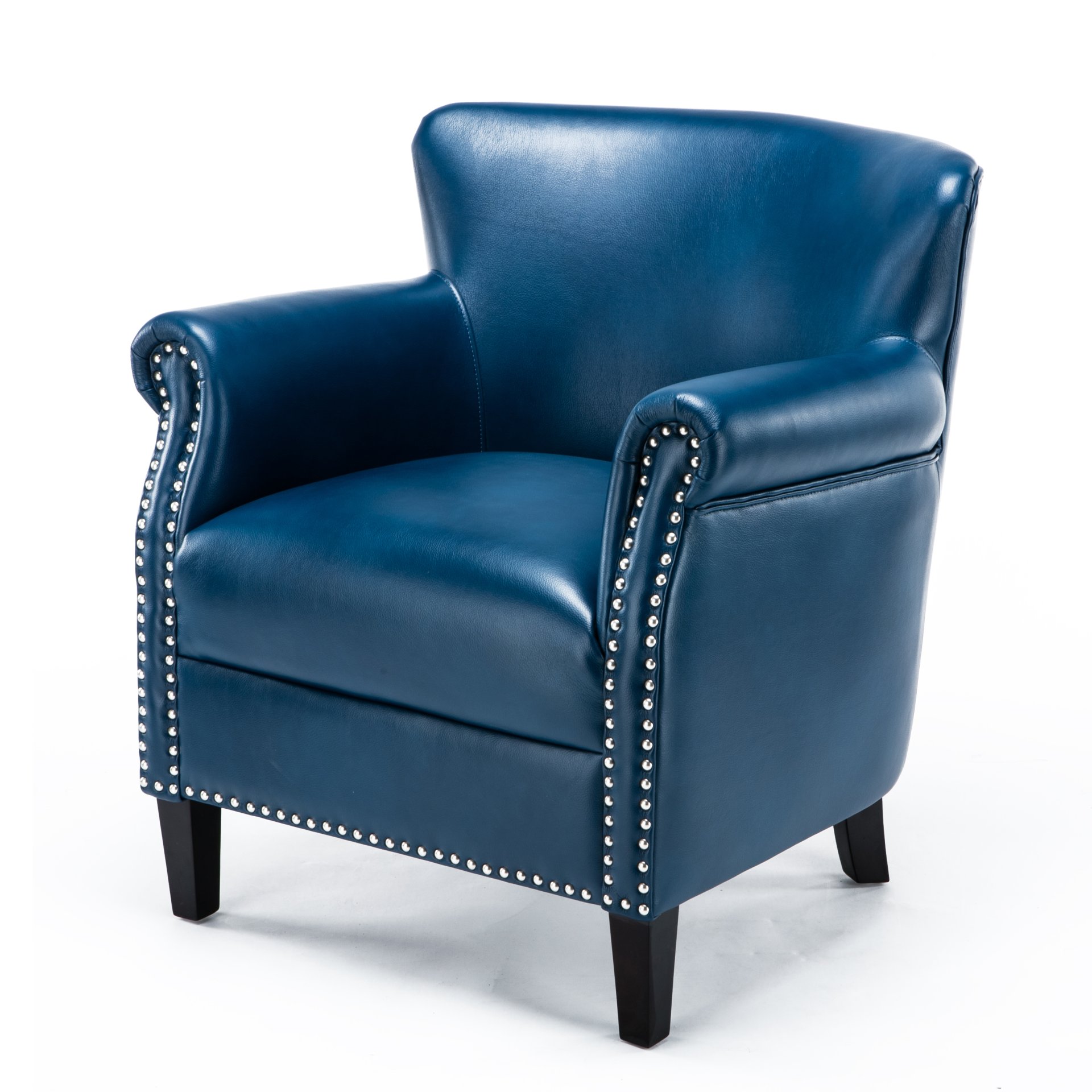 Holly - Club Chair Upholstered With Nailhead Trim - Navy Blue - Image 9
