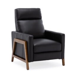 Richland - Top Grain Push Back Recliner Chair - Black