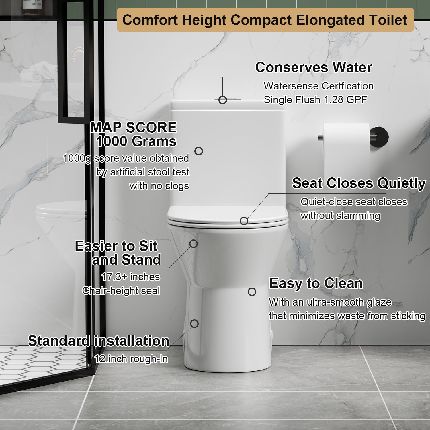 1 Piece Toilet With Dual Flush & Rimless Bowl - Glossy White - Image 9
