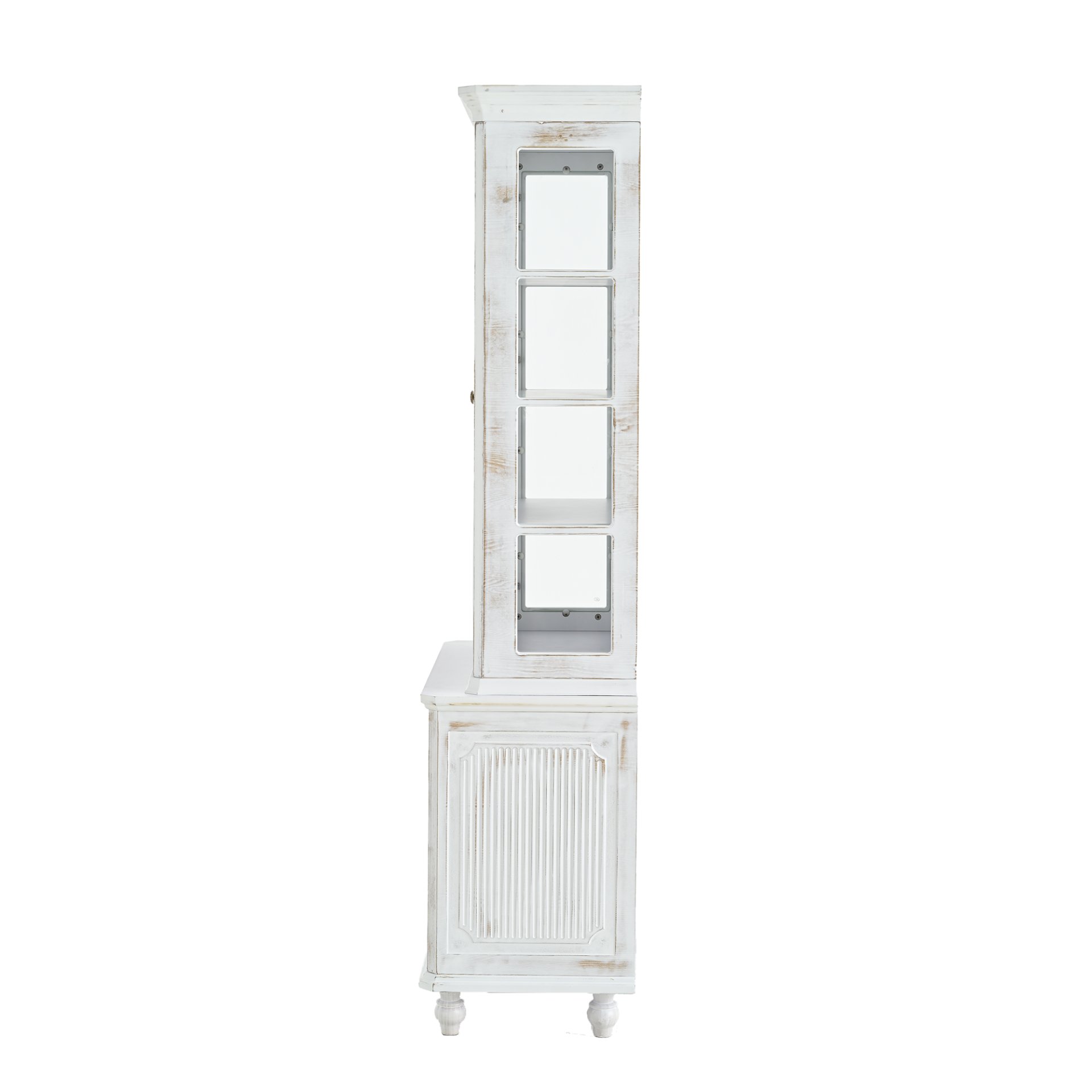 Vintage Display Cabinet With Double Glass Doors, Traditional Style Hutch For Home Or Workspace Washed - White Washed - Image 22