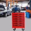 Rolling Metal Tool Chest With 7 Drawers, 20" Steel Storage Cabinet With Ball Bearing Slides - Red / Black - Image 2