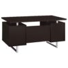 2 Drawer Computer Desk High Gloss Home Office - Cappuccino - Image 7