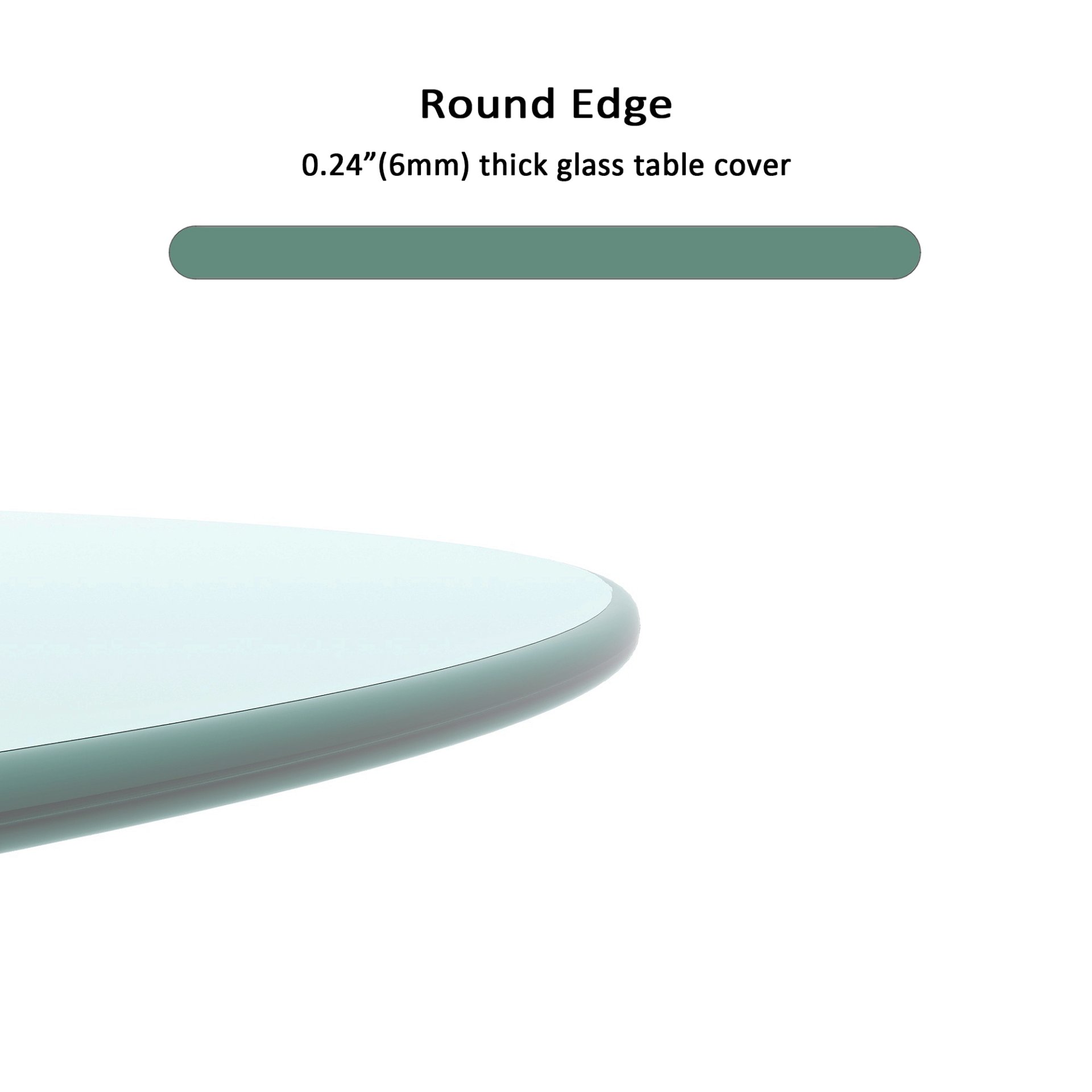 20" Round Tempered Glass Table Top Clear Glass 1 / 4" Thick Round Polished Edge - Transparent - Image 6