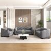 3 Piece Sofa Sets With Legs, Upholstered Couches - Gray - Image 3