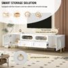 Retro TV Stand, Entertainment Center Media Console Cabinet With 6 Metal Legs, 2 Cabinets, 4 Drawers And Anti-Tip Device For Living Room, Up To 85" - White - Image 7