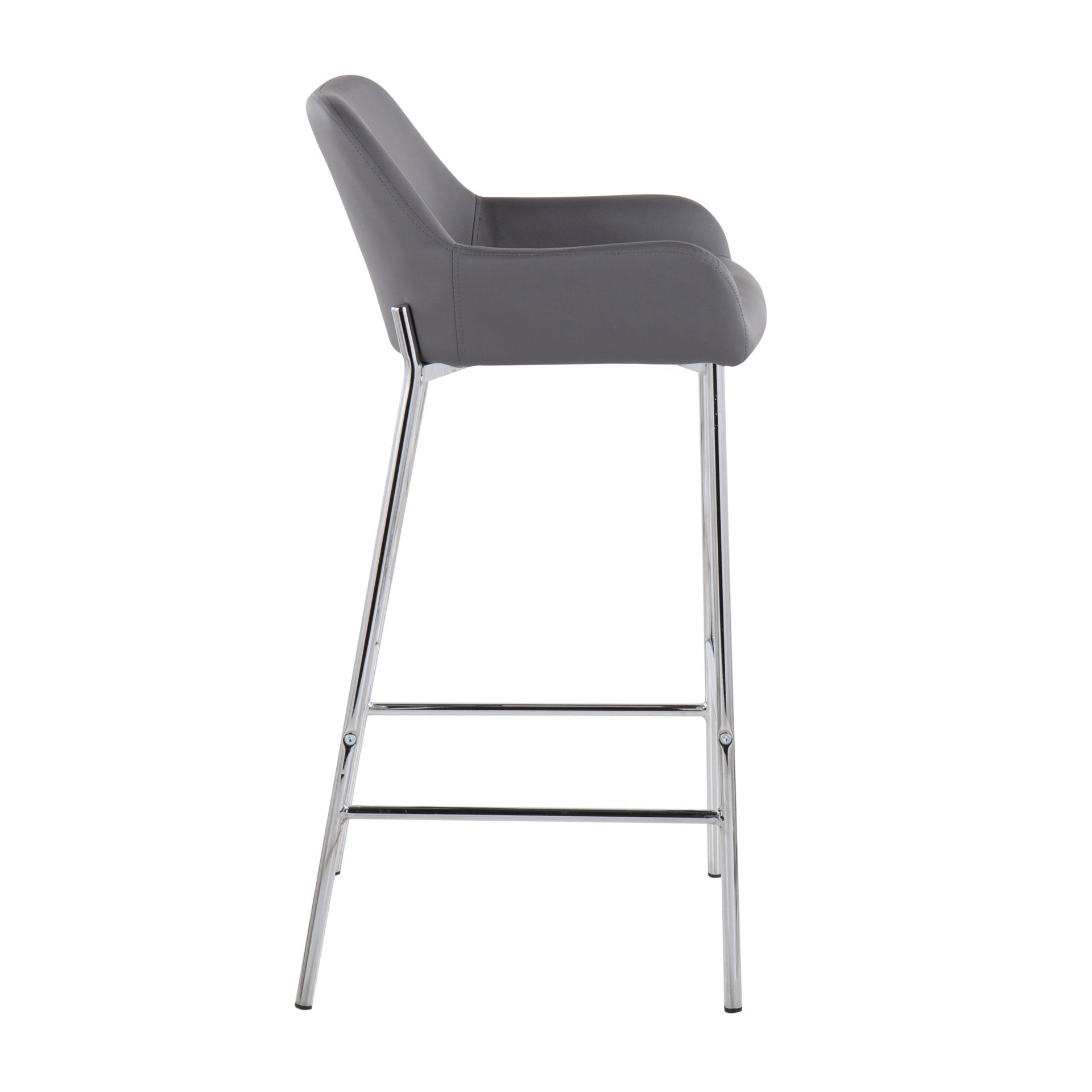 Daniella - Contemporary Fixed Height Bar Stool (Set of 2) - Chrome / Gray - Image 3