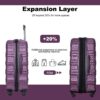 Expandable 3 Piece Luggage Sets Pc Lightweight & Durable Suitcase With Two Hooks, Spinner Wheels, Tsa Lock, (21/25/29) - Dark Purple - Image 4