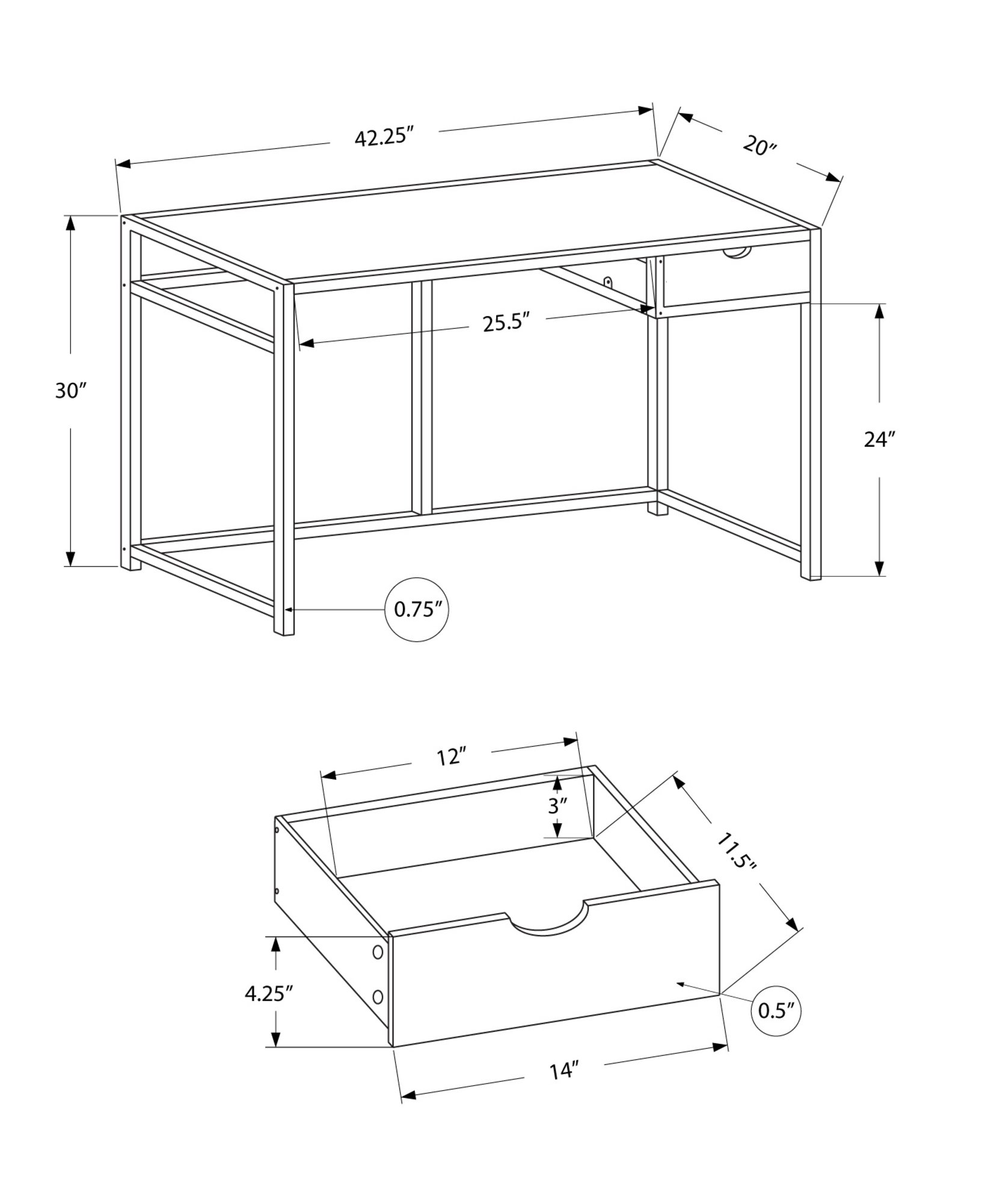 Computer Desk For Home Office, Laptop, Storage Drawer, Contemporary & Modern - Natural - Image 3