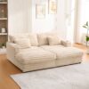 Upholstered Oversized Double Chaise Lounge Sofa With USB Ports And Cup Holders - Champagne - Image 10