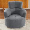 360 Degree Swivel Chair Upholstered Accent Barrel Chair With Adjustable Headrest, Berber Fleece - Gray - Image 2
