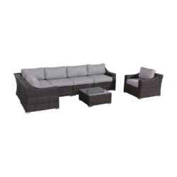 All Weather Wicker 5 Seat Conversation Set With Cushions Durable And Stylish Outdoor Furniture - Gray Mix