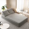 Multifunctional Convertible Sofa Bed With 2 Tumbler Backrests And 2 Pillows, Diy Modern Upholstered Couch - Light Gray - Image 5