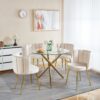 Modern Dining Chair (Set of 2) With Velvet Backrest And Golden Iron Legs For Dining Room - White - Image 14