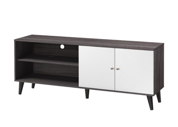 Amidon - TV Stand For Tvs Up To 63", With 2 Storage Shelves & 1 Cabinet, Modern Entertainment Centre For TV In Living Room - Dark Gray / White