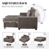 Upholstered Sleeper Bed Sofa With Dual USB Charging, Adjustable Backrest - Brown Gray - Image 5