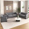 3 Piece Sofa Sets With Legs, Upholstered Couches - Gray - Image 9