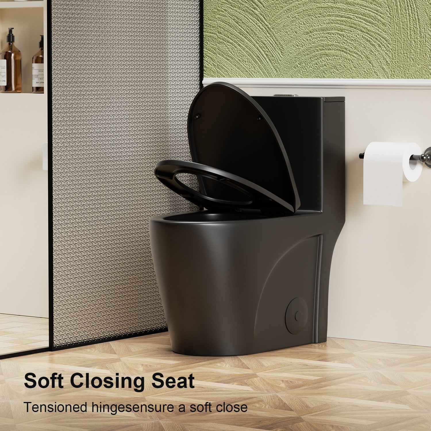 1 Piece Toilet With Tornado Flush, Dual Flush, And ADA Height Comfort Chair - Matte Black - Image 10