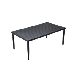 Outdoor Patio Rectangle Dining Table With Tapered Feet & Umbrella Hole - Ember Black