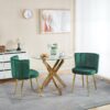 Modern Dining Chair (Set of 2) With Velvet Backrest And Golden Iron Tube Legs - Green - Image 5