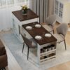Extendable Kitchen Island With Slide Out Table And Storage Racks For 2 - 6 Person, Power Outlet, Bar, Prep Station - Creamy White / Walnut - Image 6