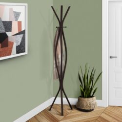 Free Standing Coat Rack 3 Hooks For Entryway - Espresso