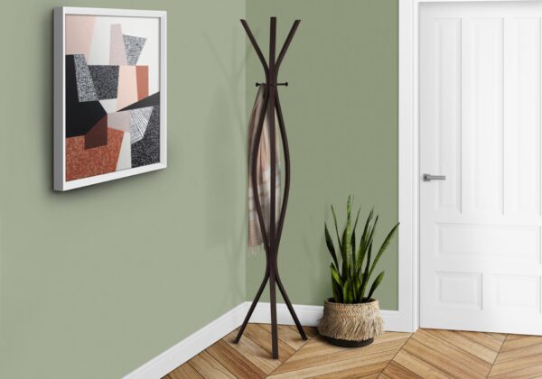 Free Standing Coat Rack 3 Hooks For Entryway - Espresso