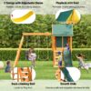 Outdoor Swing Set 3 In 1 With Slide, 2 Swings, And Climber - Green - Image 5