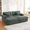 Oversized Double Chaise Lounge Sofa Bed Cloud Couch Upholstered Sleeper Sofa Daybed With 2 Supportive Pillows, USB Ports And Cup Holders - Dark Gray - Image 10